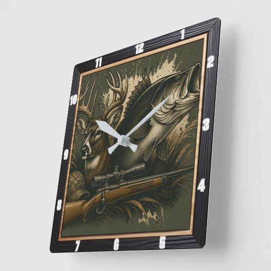 素朴狩り野生生物ディスプレイ スクエア壁時計 (傾斜)