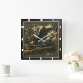 素朴狩り野生生物ディスプレイ スクエア壁時計 (ホーム)