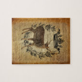 素朴王冠のアウトドアースホワイトテールバック鹿 ジグソーパズル (横)