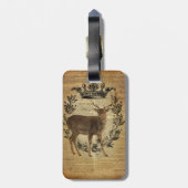 素朴王冠のアウトドアースホワイトテールバック鹿 ラゲッジタグ (裏面縦)