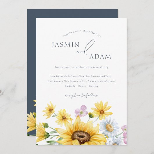 素朴王室の青いオピュレ結婚ンス 招待状 (正面/裏面)