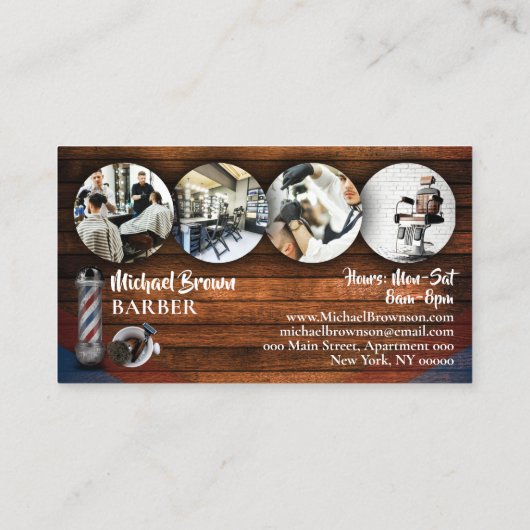 素朴理容師ショップかみそりブラシポールフォト 名刺 (裏面)