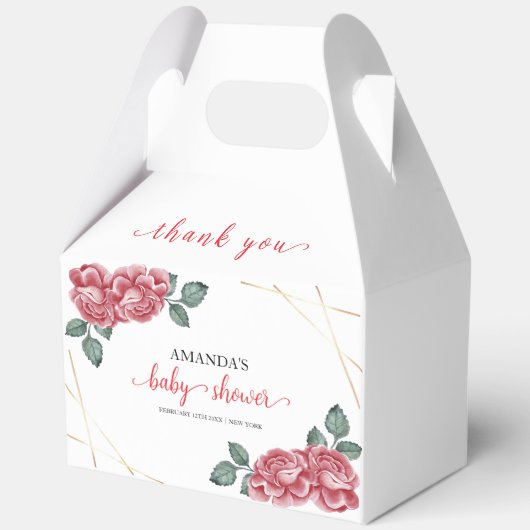 素朴甘モダンバラ花赤ちゃんシャワー フェイバーボックス (正面)