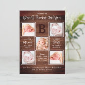 素朴生まれたばかりのベビーパーソナライズされた5写真誕生 案内状 (スタンド正面)