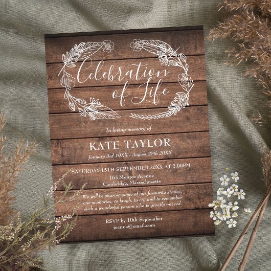 素朴生葬の木材お祝い 案内ポストカード