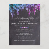 素朴生葬の紫の緑お祝い インビテーションポストカード (正面)