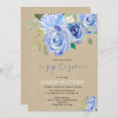 素朴男の赤ちゃん園青いフローラの水色を参照 招待状 (正面/裏面)