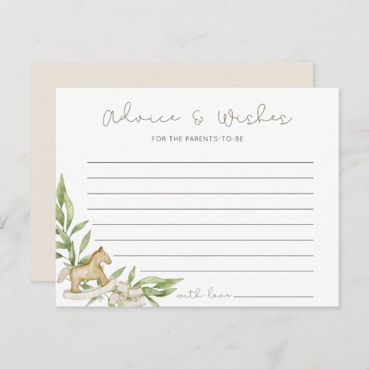 素朴男女兼用アドバイスは赤ちゃんシャワーを希望 アドバイスカード (正面/裏面)