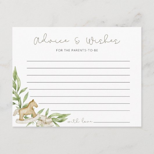 素朴男女兼用アドバイスは赤ちゃんシャワーを希望 アドバイスカード (正面)