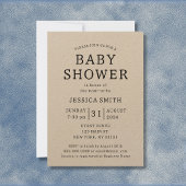 素朴男女兼用シンプルKraft赤ちゃんシャワー 招待状