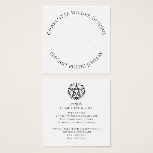 素朴異教のウィッカ信者星形五角形ジュエリーイヤリング (正面&裏面)