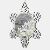 素朴白い花カスタマイズオーナメント スノーフレークピューターオーナメント (右)