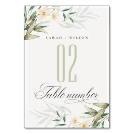 素朴白エレガント緑のフローラ結婚 テーブルナンバー