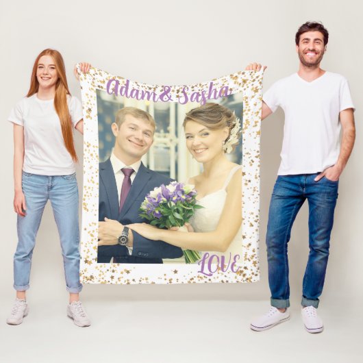 素朴白パーソナライズされた写結婚真 フリースブランケット (インサイチュ)