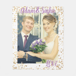 素朴白パーソナライズされた写結婚真 フリースブランケット