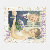 素朴白パーソナライズされた写結婚真 フリースブランケット (正面(横))