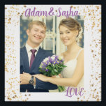 素朴白パーソナライズされた写結婚真 ポスター<br><div class="desc">白素朴写パーソナライズされた真の写真とプリント、新郎新婦の贈り物、思い出の品</div>
