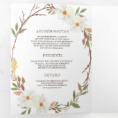 素朴白マグノリアフローラQRコード結婚 三つ折り招待状 (内部最初)