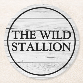 素朴白木彫フェイク刻名バー ラウンドペーパーコースター