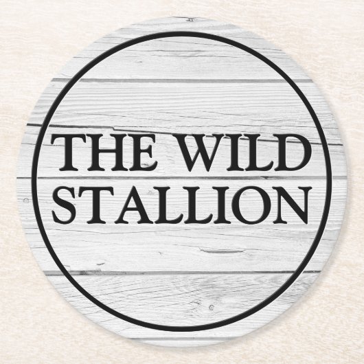 素朴白木彫フェイク刻名バー ラウンドペーパーコースター (正面)