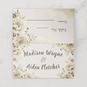 素朴白結婚バラのテーブル番号座席表 プレイスカード (外部開封)