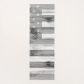 素朴白黒グレイ木材USA国旗モノグラム ヨガマット (裏面)