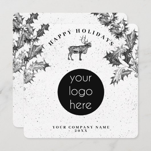 素朴白黒ホリデービジネスロゴクリスマス (正面/裏面)