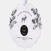 素朴白黒ホリデービジネスロゴクリスマス オーナメントカード (左)