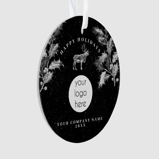 素朴白黒ホリデービジネスロゴクリスマス オーナメント (正面)