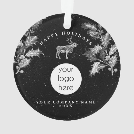 素朴白黒ホリデービジネスロゴクリスマス オーナメント (裏面)
