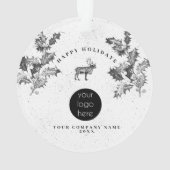 素朴白黒ホリデービジネスロゴクリスマス オーナメント (裏面)