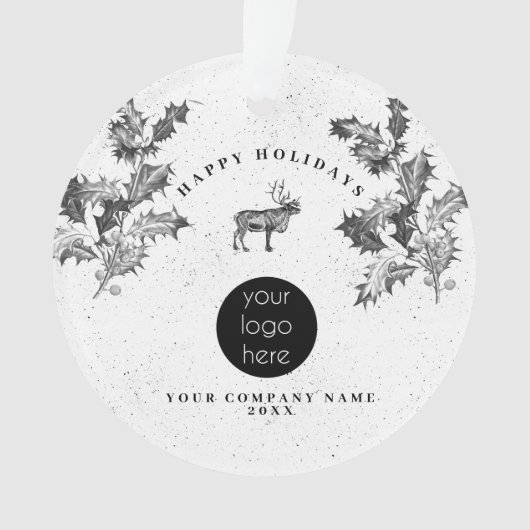 素朴白黒ホリデービジネスロゴクリスマス オーナメント (正面)