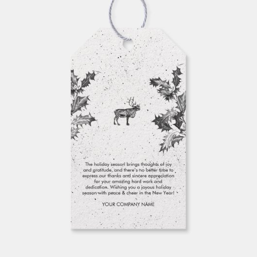 素朴白黒ホリデービジネスロゴクリスマス ギフトタグ (裏面)