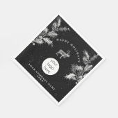 素朴白黒ホリデービジネスロゴクリスマス スタンダードランチョンナプキン (角)