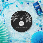 素朴白黒ホリデービジネスロゴクリスマス ペーパープレート (パーティー)