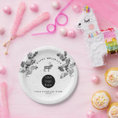 素朴白黒ホリデービジネスロゴクリスマス ペーパープレート (パーティー)