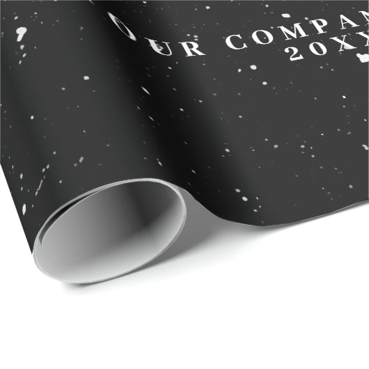 素朴白黒ホリデービジネスロゴクリスマス ラッピングペーパー (ロールコーナー)