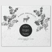 素朴白黒ホリデービジネスロゴクリスマス ラッピングペーパー (フラット)