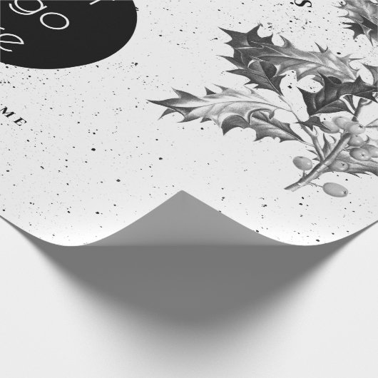 素朴白黒ホリデービジネスロゴクリスマス ラッピングペーパー (角)