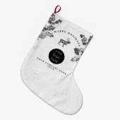 素朴白黒ホリデービジネスロゴクリスマス ラージクリスマスストッキング (正面 (吊り時))