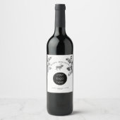 素朴白黒ホリデービジネスロゴクリスマス ワインラベル (正面)