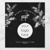 素朴白黒ホリデービジネスロゴクリスマス ワインラベル (シングルラベル)