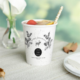 素朴白黒ホリデービジネスロゴクリスマス 紙コップ