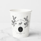 素朴白黒ホリデービジネスロゴクリスマス 紙コップ (裏面)