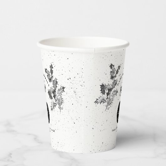 素朴白黒ホリデービジネスロゴクリスマス 紙コップ (右)