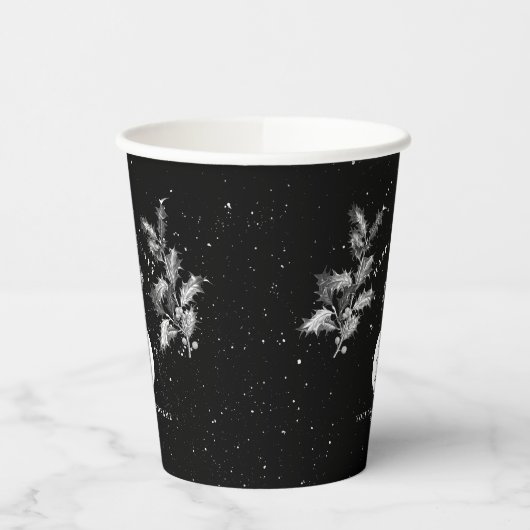 素朴白黒ホリデービジネスロゴクリスマス 紙コップ (左)