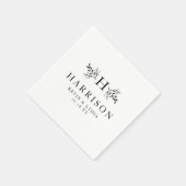 素朴白黒モノグラ結婚ム日付 スタンダードカクテルナプキン (角)