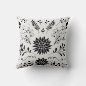 素朴白黒ヴィンテージモダンフローラ クッション (裏面)