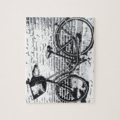 素朴白黒ヴィンテージ自転車 ジグソーパズル (縦)