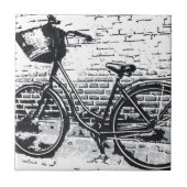 素朴白黒ヴィンテージ自転車 タイル (正面)